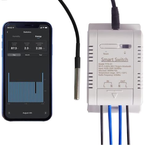 WiFi Temperature and Humidity Sensor,Switch Module Monitoring Controller Smart Home Remote Control 16A (1/5)
