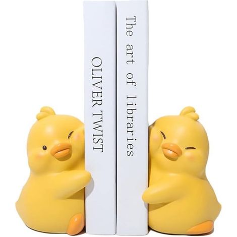 Niedliche, gelbe, entenförmige Deko-Buchstütze, einzigartige Buchstütze zur Aufbewahrung von Büchern, kreatives Regal aus Kunstharz, geeignet zur Dekoration von Zuhause, Büro oder Bibliothek