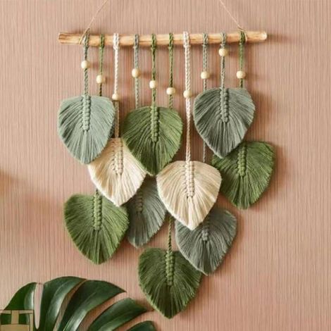 Feuille Macram Tenture Murale Boho Room Home Decor Tiss Tapisserie Murale EsthTique Home Room DCoration de Mariage Vert PZCC (1/4)