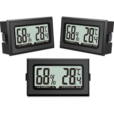 Thermometer-Hygrometer – 3er-Pack – Mini-Digital – Hohe Genauigkeit – Für den Innenbereich (Kühlschrank und Gewächshaus) – 48 x 28 x 15 mm (1/5)