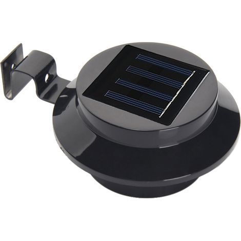 Lot de 3 lampes solaires LED noires, étanches et multi-usages, à suspendre au toit ou à la gouttière, avec pince de serrage.