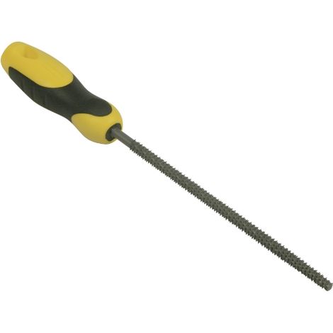 Stanley, 0-22-473, escofina redonda basta 200 mm (8"), ideal para carpintería y metalurgia, acero alto en carbono, mango bimaterial ergonómico, reducción de vibraciones