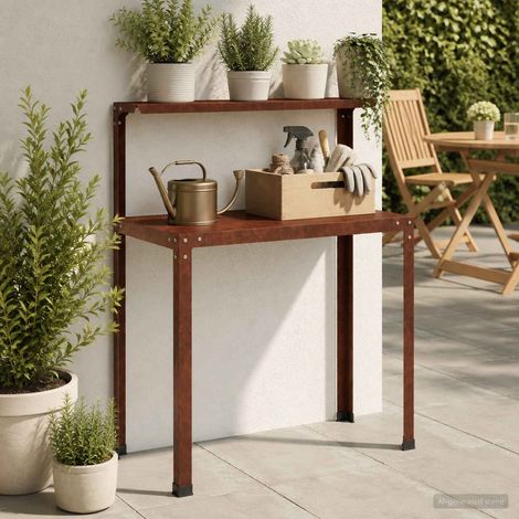 vidaXL Mesa de trasplante 80 x 50 x 104 cm Acero oxidado Oxidado (1/5)