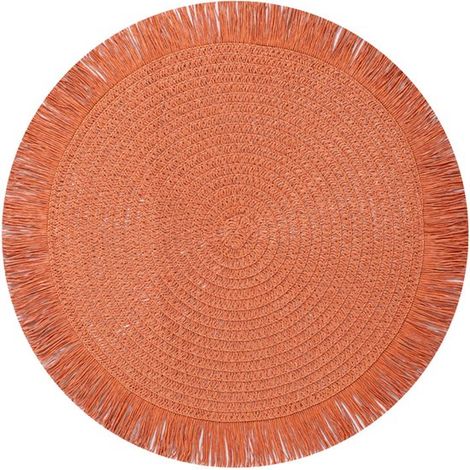 Juego 4 manteles individuales redondos estilo bohemio bonitas borlas, duraderos, resistentes calor antideslizantes 38 cm, color blanco roto (1/5)