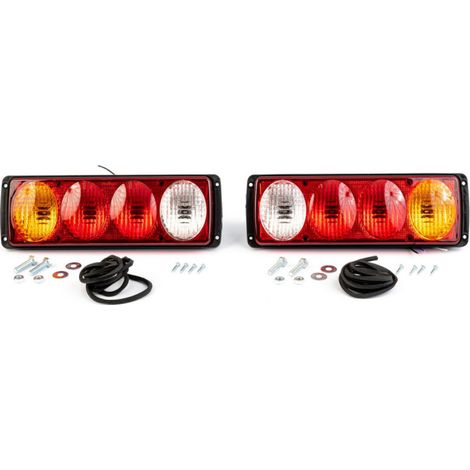 Rücklicht-Set 314 mm x 100 mm x 65 mm für Bus, LKW, Sattelzug, Anhänger, Wohnwagen 12V–24V mit 5 Funktionen und Glühbirnen