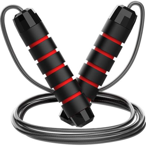 Corde à sauter réglable pour hommes, femmes, enfants – Corde à sauter pour exercice, brûler les graisses, entraînement à la maison ou à la salle de sport (1/4)