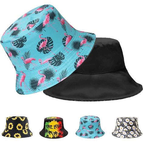 Bob Hat for Women Men Fisherman Bucket Sun Hats Portable Retro Double Sided Outdoor Bucket Hat (1/5)