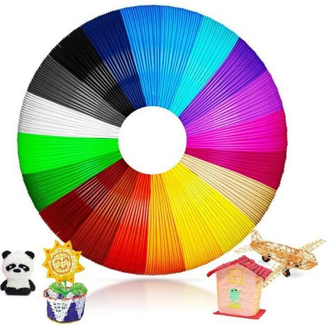 Filament PCL pour Stylo 3D 1,75 mm - 20 Couleurs, 5 M Chacun - Pack pour Enfants - Accessoire pour Imprimante 3D à Basse (1/5)
