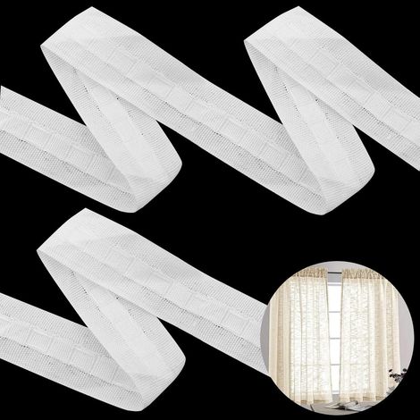 Rufflette pour Rideaux,Ruban Fronceur pour Rideau 30M x 2,5CM Rufflette pour Rideaux Galon Fronceur,Universel Ruban Plissé pour Rideau Blanc (1/5)