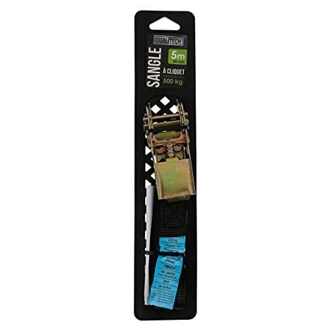 TURBOCAR - SANGLES DE MANUTENTION - SANGLE A CLIQUET 2,5M X 25MM SANS CROCHETS, SANGLE D'ARRIMAGE À CLIQUET 2,5M X 25MM AVEC BOU