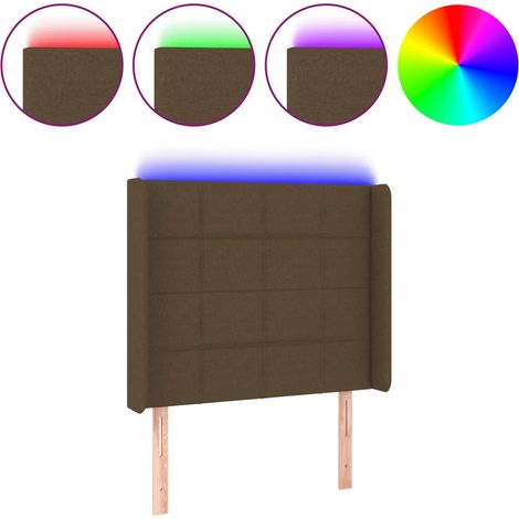 Tête de lit,Panneau décoratif à LED Marron foncé 93x16x118/128 cm Tissu CFW6137994 (1/5)