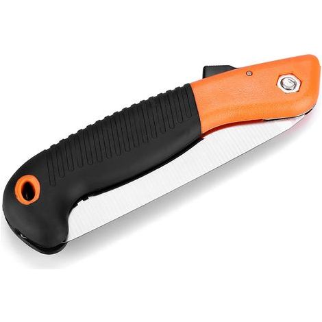 Scie pliante manuelle portable avec poignée antidérapante pour jardinage extérieur et élagage d'arbres