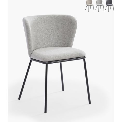 Silla de salón-comedor de diseño moderno de tela con patas negras Lasta - Gris claro (1/5)