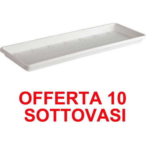 OFFERTA 10 SOTTOVASO PER FIORIERE BARCELONA TROUGH SAUCER 40CM BIANCO