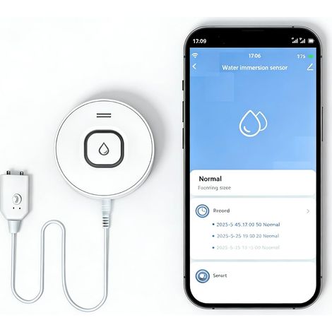 Détecteur de Fuite d'eau WiFi Intelligent avec Alarme 100dB et Notifications app, capteur pour Cuisine, Salle de Bain et Machine à Laver, 1 pièce (1/5)