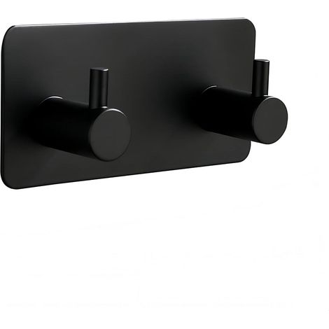 Selbstklebender Handtuchhaken, Wandmontage, bohrfrei, mattschwarzer Halter für Bademäntel, Handtücher und Kleidung, wasserdichter Handtuchhalter für Bad und Küche (2er-Set)