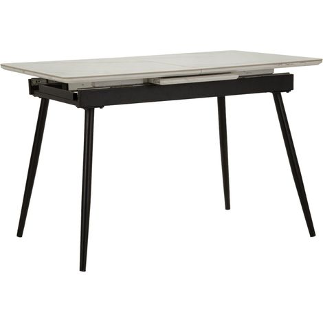 Table Salle à Manger Extensible "Matt" 120-155cm Noir & Blanc (1/5)