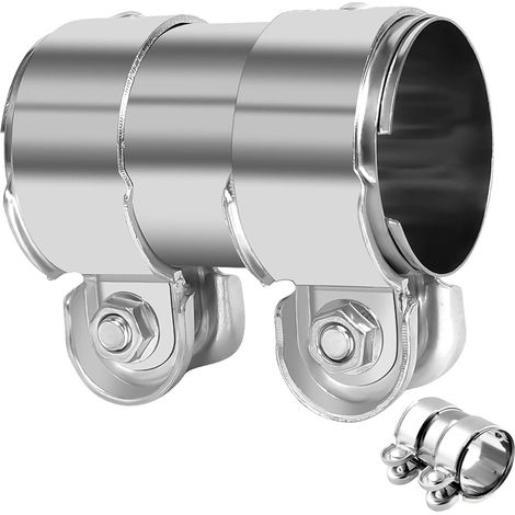 Collier Manchon Raccord Echappement, 55 X 95mm Colliers de Serrage pour Tuyaux D'échappement, Borne de Tuyau D’échappement Diamètre, Bande Tuyau Silencieux D'échappement en Acier Inoxydable, pour Moto (1/5)