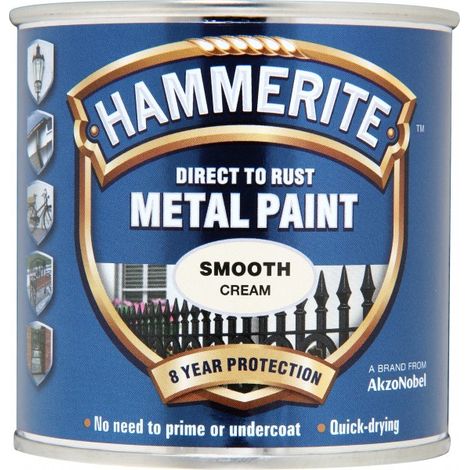 Hammerite HMMSFCR250 Direct-to-Rust Smooth Finish Metal Paint Cream, 250ml