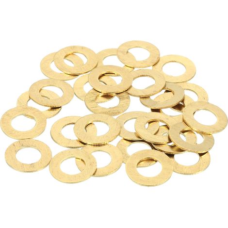 38Pcs Rondelle Métal Plate Laiton, Kit Rondelles Cuivre M8 Rondelles D'Écrasement Assortiment, 8mm ID, 16mm OD, 0.8mm Épaisseur Pour Boulons Vis Réparation, Construction (1/5)