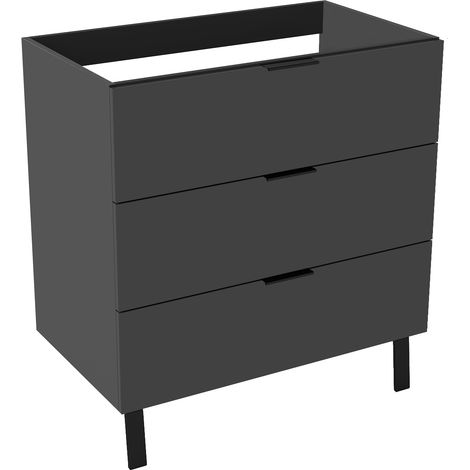 Badmöbel Unterschrank Standschrank Stehend ohne Waschbecken Hochglanz anthrazit 80cm (1/5)