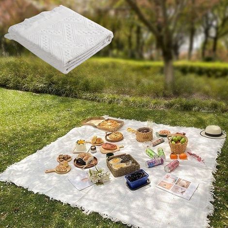 Mittelgroße Picknickdecke, faltbare Picknickmatte, Strand- und Campingzubehör, hübsches Geschenk für Paare, originelle Geschenkidee für die Hochzeitsliste, weiß, Haushalts- und Küchenartikel – weiß