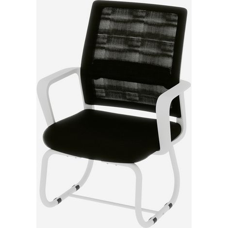 Moderne minimalistische Bürostuhl aus Metall und Netzstoff in Schwarz und Weiß (1/5)