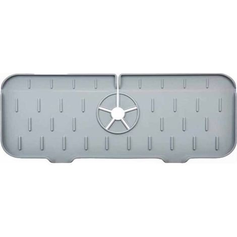 Tapis de robinetterie en silicone pour cuisine, également adapté aux salles de bains - protection anti-éclaboussures - tapis d'évier - protection anti-éclaboussures - plan de travail (gris)