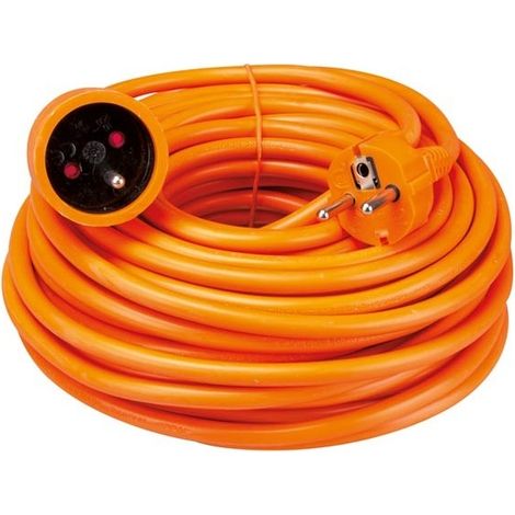 Perel – Rallonge électrique H05VV-F 3G1.5 20 m 16 A 230 V 3500 W type E/F – Usage intérieur – PVC orange