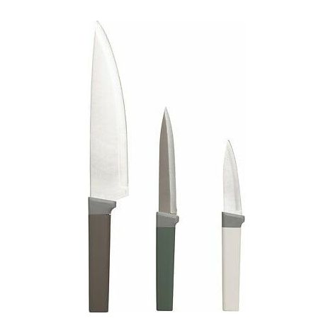 Juego de 3 cuchillos de cocina con mangos antideslizantes.