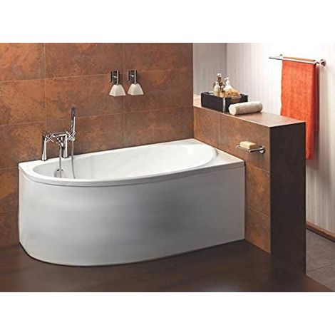 ECOLAM Baignoire acrylique Miki 140x70 cm droite, Blanc, Tablier acrylique, Pieds, Siphon, Silicone, Anti-bac, Garantie 10 ans, Livraison gratuite en France (1/5)