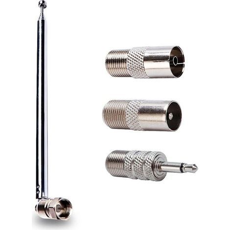 7-teilige Teleskop-FM-Antenne (75 Ohm), FM-Radioantenne HiFi-Kettenantenne für Mini-Receiver, DAB/AM/FM-Receiver (75 Ohm), kompatibel mit Denon, Roberts, Marantz, Yamaha und Pioneer (1/5)