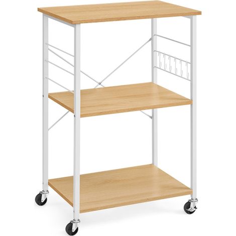 Carrello da cucina con ripiano 3 ripiani forno a microonde mini tostapane struttura in metallo con 6 ganci stile industriale marrone 120005676