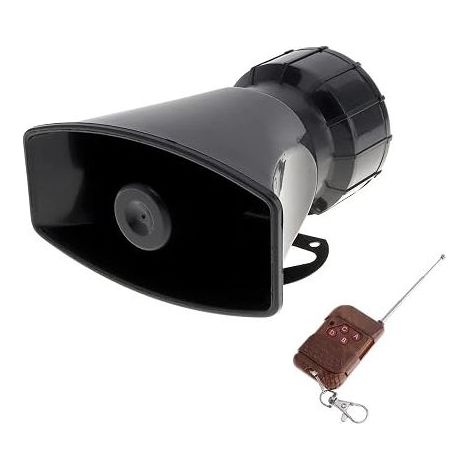 Loud Warning Car Alarm Police Fire Siren Horn Speaker Remote Control Brown 12V 100W (1/5)