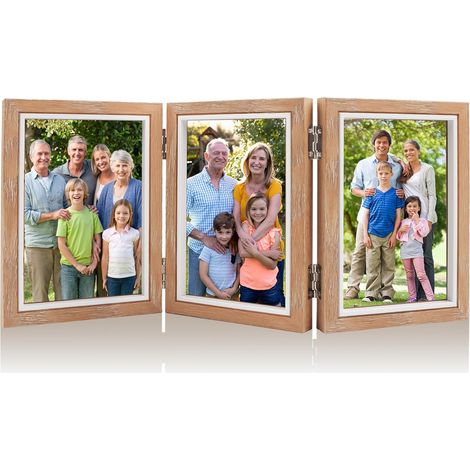 Cadre Photo Multiple 3 Photos Cadre Photo 10x15 cm en Bois Pliant (1/5)