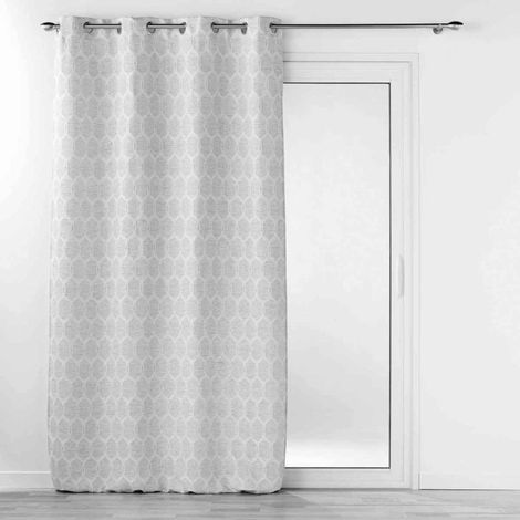 Rideau à Œillets Jacquard "Utopia" 140x260cm Gris (1/4)