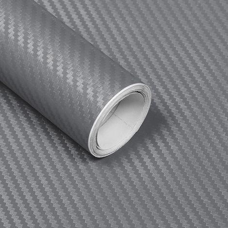 Film Covering Voiture, 30 x 150 cm Covering Carbone 3D Argent avec Technologie sans Bulles, Autocollant Voiture Tuning pour Intérieurs et Extérieurs Autos, Motos et Vélos (1/5)
