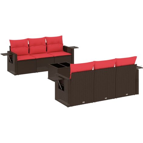 Maison Exclusive - 7-teiliges Gartensofa-Set mit Kissen, braun, P