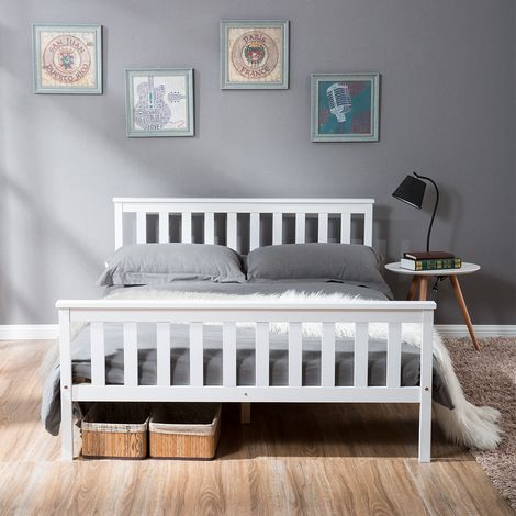 White 4ft6 Double Wooden Bed Frame for Adults and Teens (1/5)