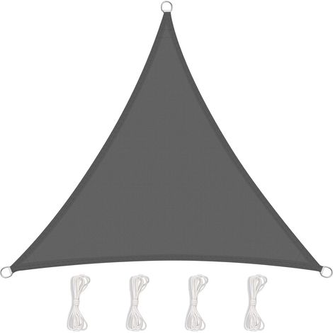 Triangular Shade Sail, Resistant and Breathable for Garden Terrace Camping Party Swimming Pool, Anti UV, with Rope (5x5x5m, Grey) (1/5)