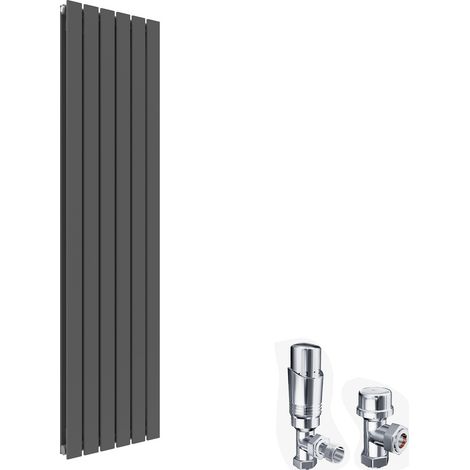 ELEGANT Designer Vertical Column Radiator Flat Panel Chorme Thermostatic Radiator Valves 1800 x 452 mm Anthracite Double (1/5)