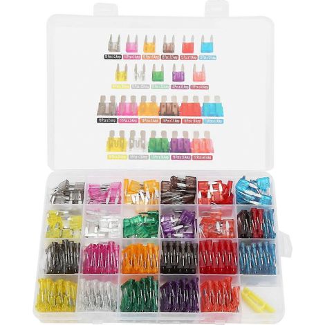 Coffret de 254 fusibles à lames, petites et moyennes tailles, assortiment 2A-40A pour autoradio, phares et feux arrière