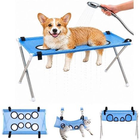 Hamac de toilettage pour chiens - Support de toilettage - Table de toilettage - Support de soins pour animaux - Résistant aux morsures - 8 trous - Pliable - Pour la coupe des griffes - Pour chiens et  (1/5)