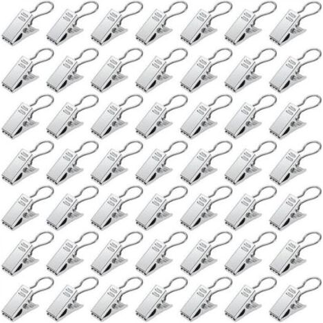50 Pièces Pinces à Rideaux en Métal, Pince Rideaux Decoration Crochets de Suspension, pour Décoration de la Maison, Argent (1/4)