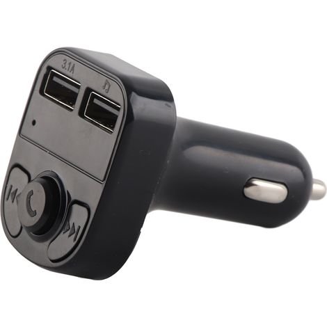 Chargeur Bluetooth Voiture Noir 12-24V Transmetteur FM Lecteur MP3 Chargeur Double USB Téléphone (1/5)