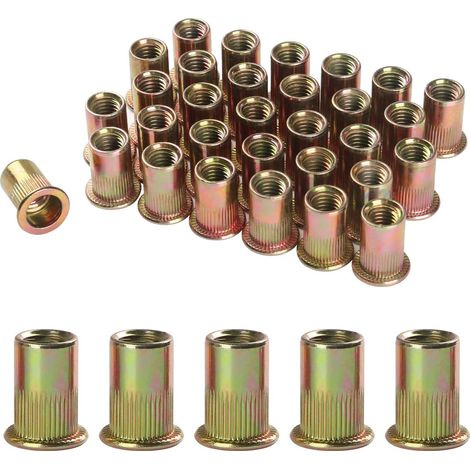 20 Pièces M8 écrous à Sertir, Ronds Aveugles Insers Fileté Riveteuse, Écrou Insert Riveter Manchon en Acier Au Carbone Galvanisé, Écrous à Rivets Flat Head Threaded Rivet Nuts (1/5)