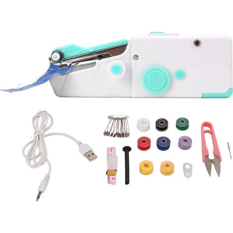 Machine à coudre portable sans fil bleue pour débutants enfants adultes, usage polyvalent à main facile (1/5)