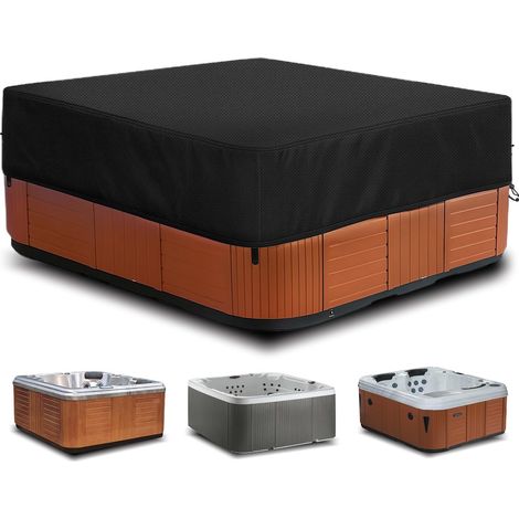 Housse De Protection Spa Couverture,Bache Spa ImperméAble,Tissu Oxford 420D,Bain à Remous Étanche à la poussière et aux UV Coupe Vent - Noir (220 220 25 cm) (1/5)