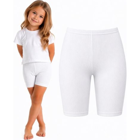 Short cycliste fille à rayures blanches Bates PL Short cycliste fille à rayures blanches Bates PL 116 (1/2)
