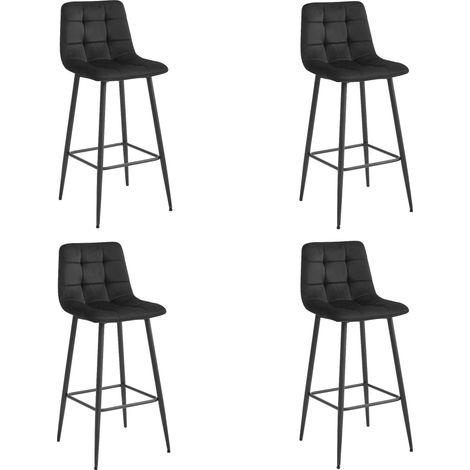 Tabouret Arceto - velours noir / pieds noirs x 4 (1/5)
